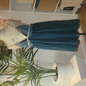 Boho Teal and Silver 2 in one mini dress.